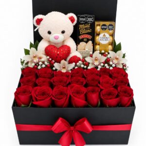 21 rosas en caja irania floristeria
