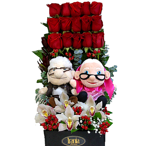 rosas con peluches up irania floristería bogota..