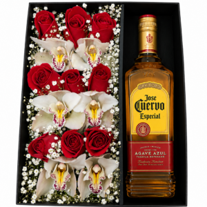 rosas orquideas y jose cuervo